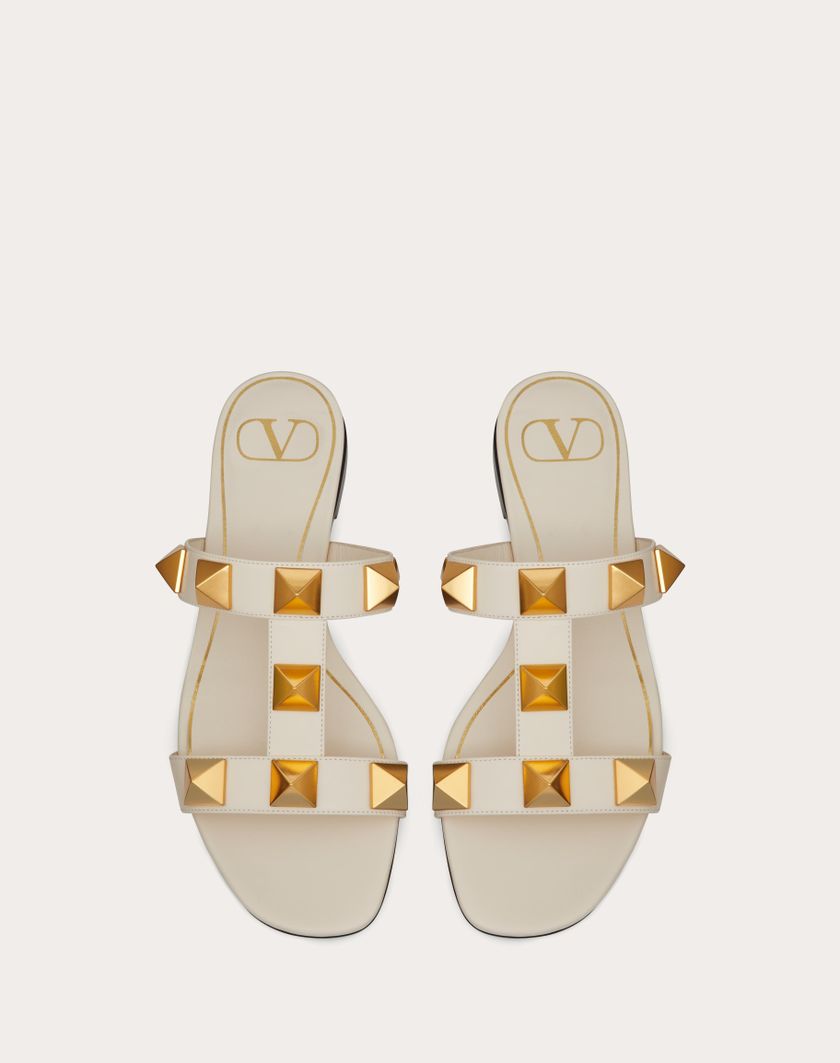 FLAT ROMAN STUD CALFSKIN SLIDE SANDAL - Image 4